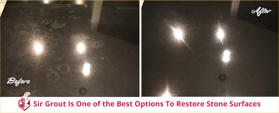 Prior to WFY Development Projects 1's Service, This Stone Countertop Was Damaged and Now It's Polished and Shiny