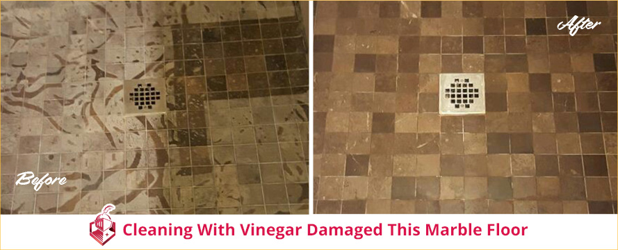 Prior to WFY Development Projects 1's Service, Vinegar Damaged This Marble Floor and Now It's Restored Looking New