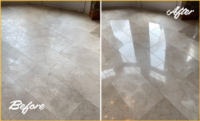 Before and After Marble Floor Polishing