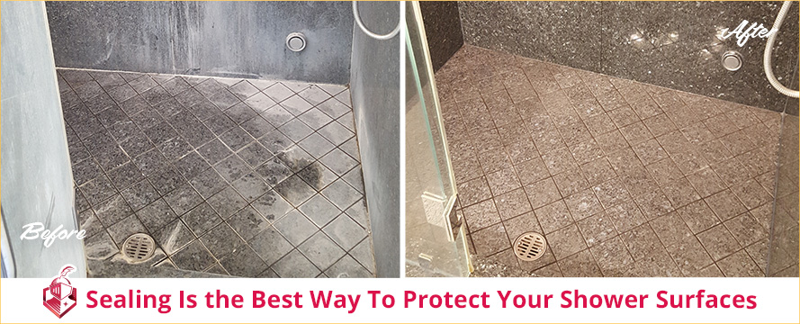 Before and After Picture of a Mosaic Tile Cleaning and Sealing Service