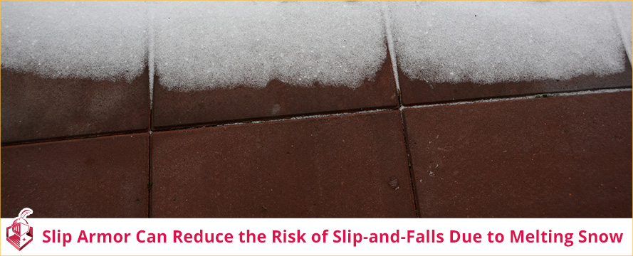 Slip Armor can reduce the risk of slip and fall due to melting snow