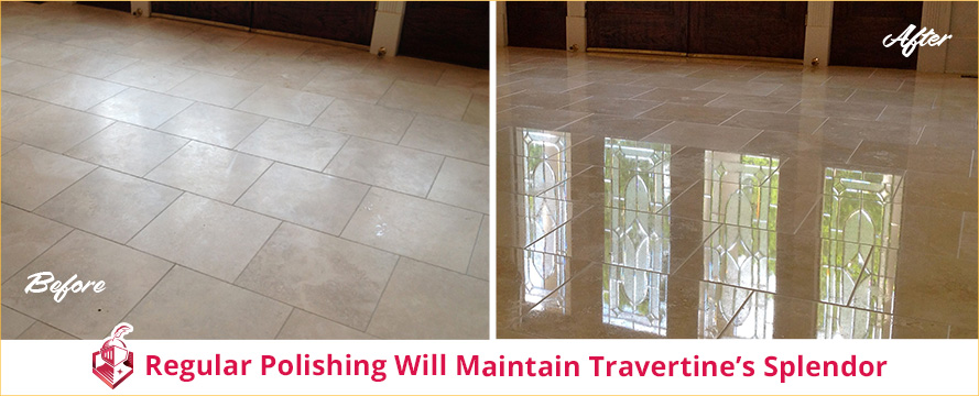 Regular polishing will maintain travertine's splendor