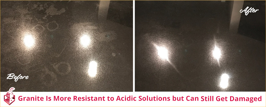 Before and After Picture of a Granite Countertop Sealing Service