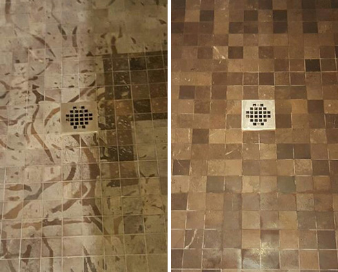 Prior to WFY Development Projects 1's Service, Vinegar Damaged This Marble Floor and Now It's Restored Looking New