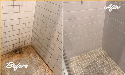 Shower Plagued With Mold and Mildew Before and After WFY Development Projects 1's Cleaning Tile and Grout Service