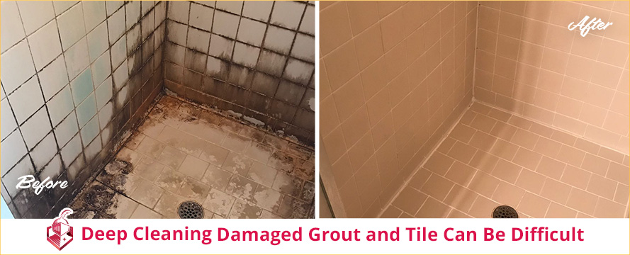 Dirty Bathroom Floor Before and Now Clean After WFY Development Projects 1's Tile Cleaning Professionals Guaranteed Optimal Results